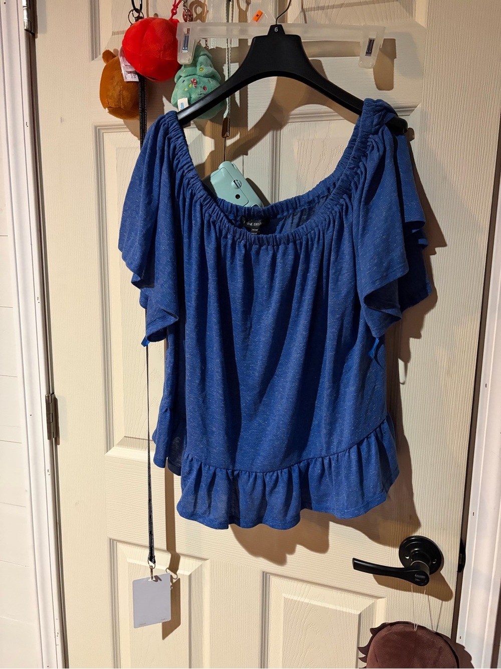 Lane Bryant Blue Off-Shoulder Ruffle Top
